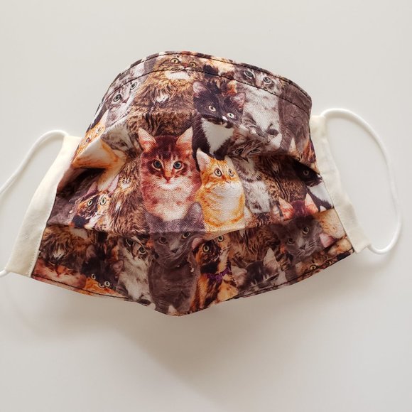 Triple Layer Handmade Face Mask - Fun Kitten Faces - Picture 14 of 16